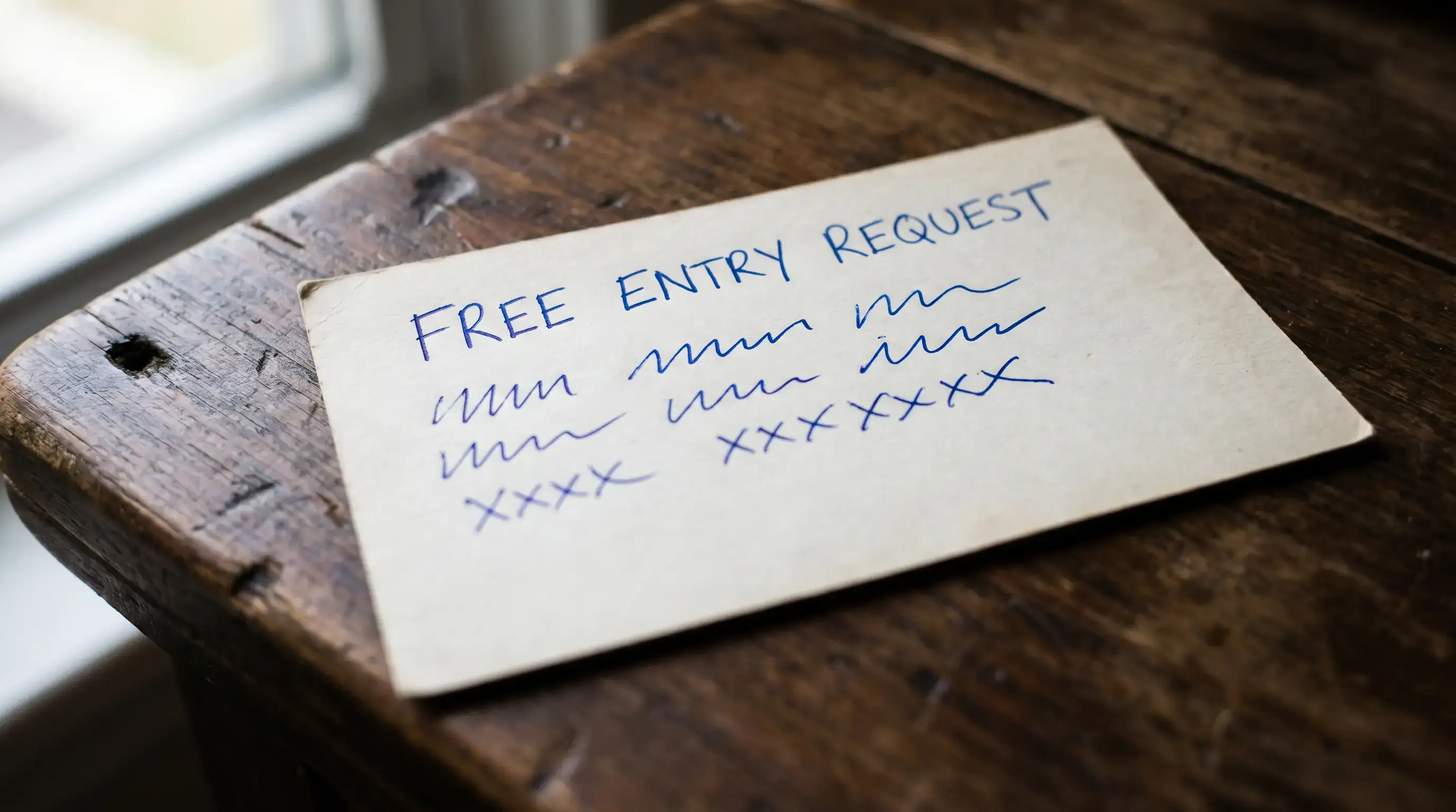 Handwritten AMOE postcard format with correct layout for sweepstakes mail-in entry request